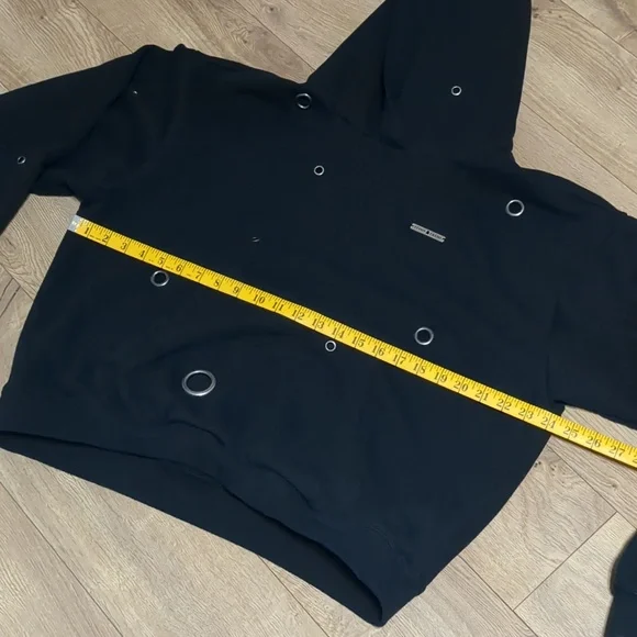 Teddy Fresh Black Pullover Unisex Hoodie Grommet Accents Streetwear Style Size L - Picture 5 of 8